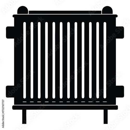 Black radiator showcasing vintage style with rounded accents and sturdy base design