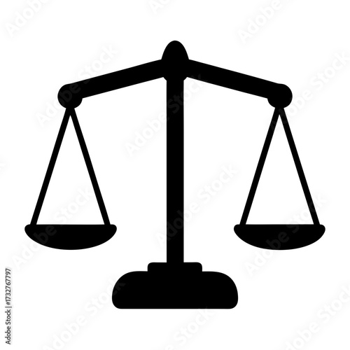 Simple graphic symbol representing legal scales and justice concept in black