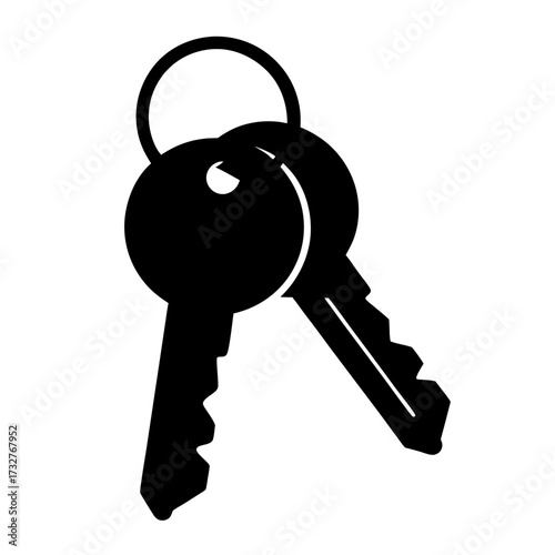 Two black keys on a ring, simple graphic representation of security