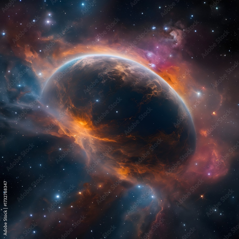 Obraz premium Fiery Cosmos Planetary Vista