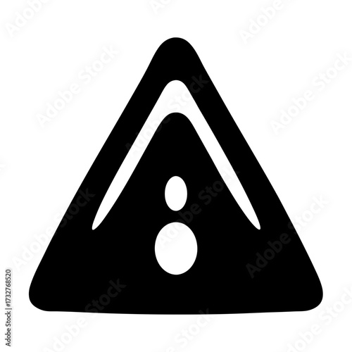 Abstract warning sign for social vulnerability with triangular frame and geometric shapes