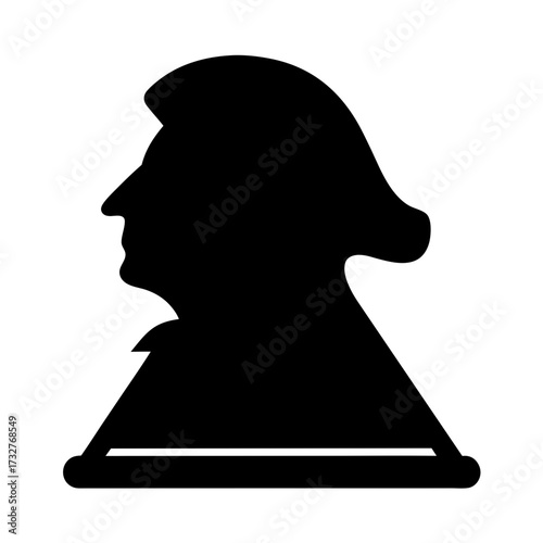 Silhouette of George Washington on a desk or podium style base