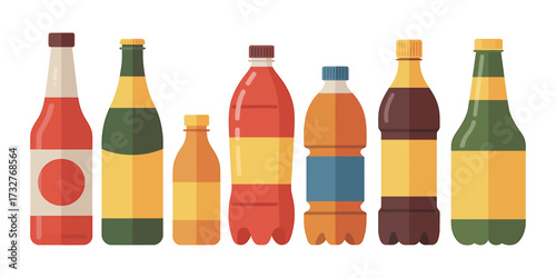 Colorful Variety of Refreshing Beverages in Stylish Bottles An Assortment of Flavors for Every Occasion