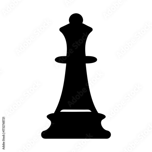 Silhouette of a queen chess piece on a white background drawing