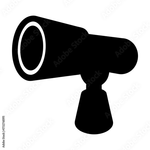 Simple Black and White Illustration of a Vintage Spyglass Telescope Device
