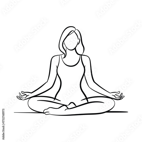 Serene woman meditating in lotus pose embracing inner peace and mindful relaxation during yoga practice