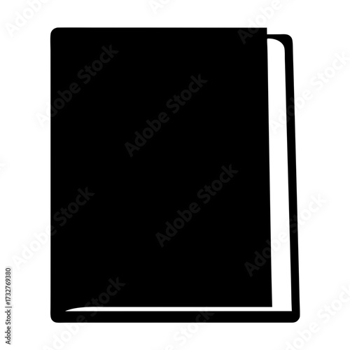 Simple illustration of a black covered book with white side view