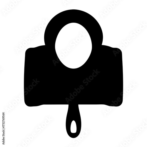 Stylized Silhouette of a Mirror with Handle and a Rounded Rectangular Frame