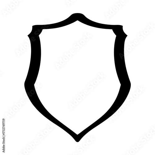 Black shield design with pointed bottom and curved top for protection