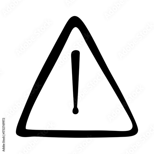 A simple black and white image depicting an exclamation point within a triangle