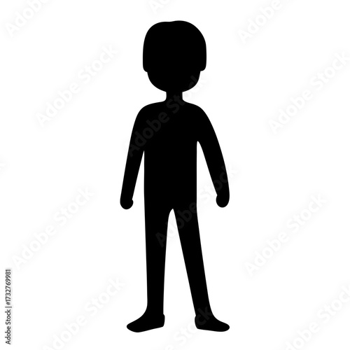 Silhouette of a standing person, arms at sides, legs slightly apart.