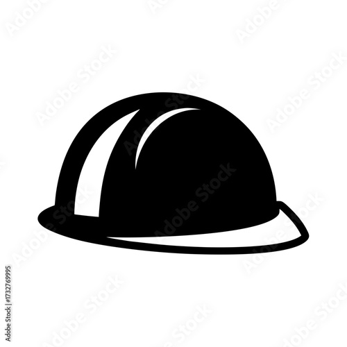 Stylized Black and White Construction Safety Hard Hat Icon Illustration