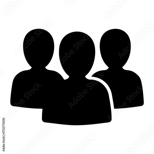 Three black silhouettes represent a group or team, symbolizing collaboration and community