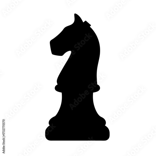 Black and White Chess Knight Piece Silhouette on a White Background