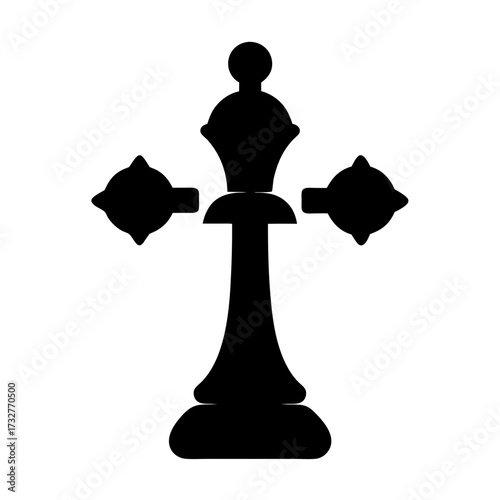 Stylized Chess Queen in Black and White Graphic Representation of Strategy