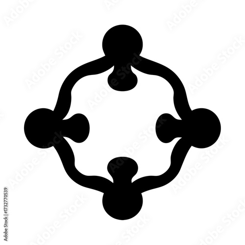 Symbol of interconnected individuals forming a circle of unity and cooperation