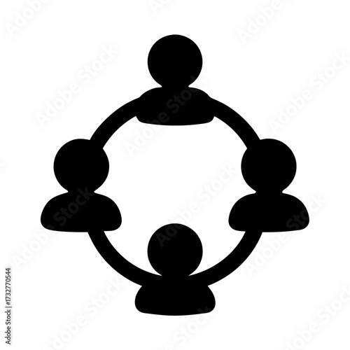 Linked People Network Circle Representing Collaboration and Teamwork in a Company