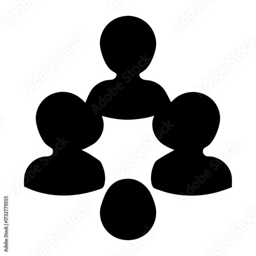 Black silhouettes of four people arranged in a closeknit circular formation