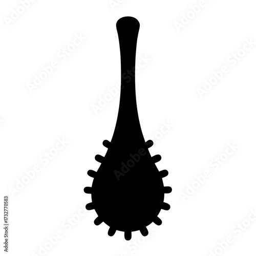 Solid Black Silhouette of a Medieval Mace, a Weapon from the Past