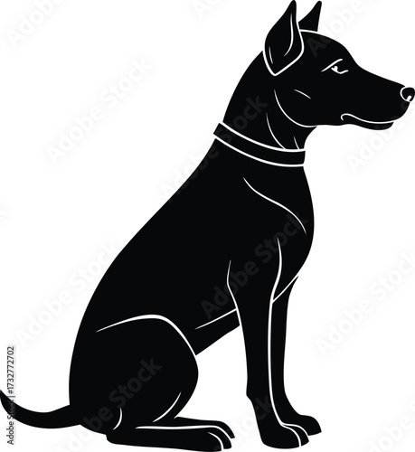 Dog Sitting Silhouette | Domestic Pet Vector Illustration