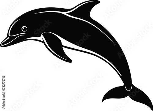 Dolphin Jumping Silhouette | Marine Animal Vector Graphic
