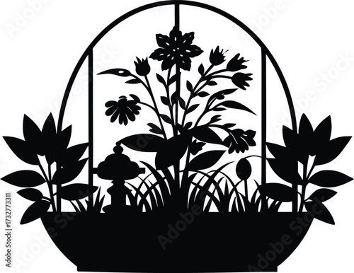 Garden Arrangement Silhouette | Decorative Floral Vector Design