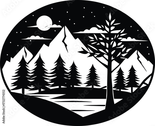 Nature Background Silhouette | Scenic Plant Vector Illustration