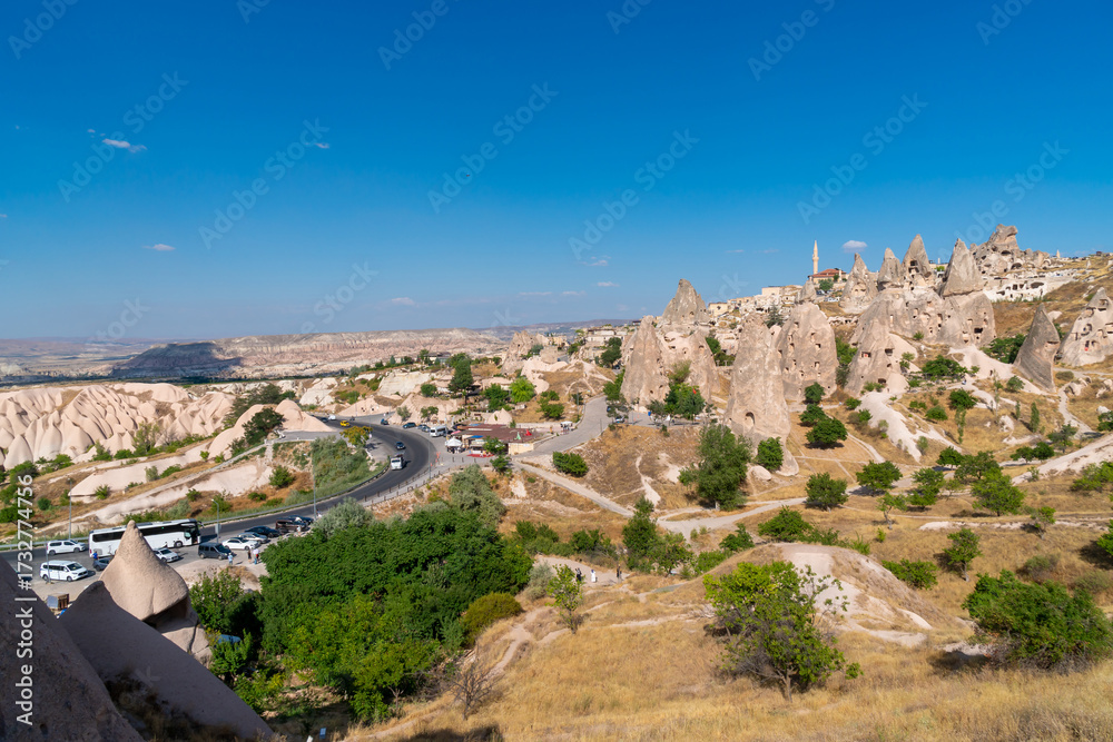 Obraz premium Volcanic rock formations landscape in Cappadocia, place of residence of ancient Christians