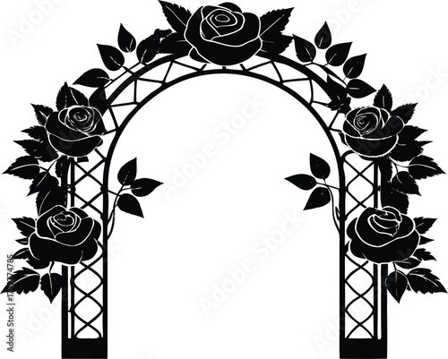 Rose Arch Silhouette | Garden Decorative Plant Vector Design