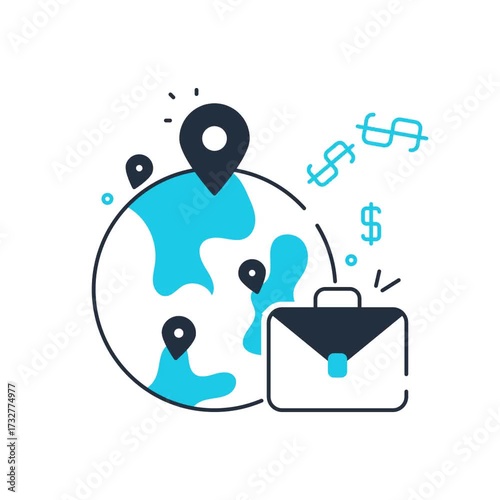 Animated global business icon - video animation
