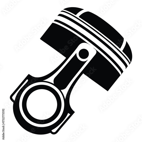 Black engine piston showcases automotive mechanics with precise detail and classic monochrome rendering
