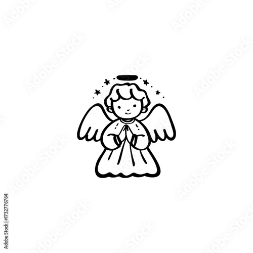 Christmas angel hand drawn vector illustration