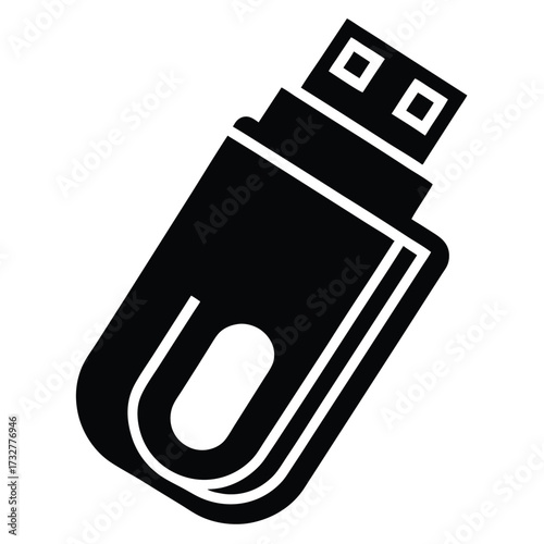 Black USB drive icon features a simple shape over a white background