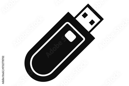 The simple black storage flash drive icon is displayed on a white background