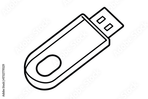 An outlined of a classic USB drive shows a simple portable storage device