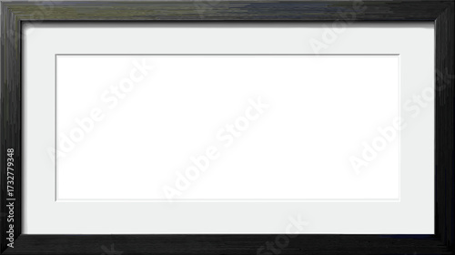 A framed empty picture with a black frame and white matting, highlighting the absence of artwork and creating an intriguing blank canvas.