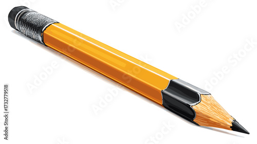 A vibrant, digitally illustrated pencil lays diagonally across a dark background, showcasing its classic design and attention to detail.