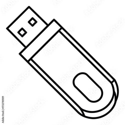 Simple black line drawing showing a white USB flash drive for data storage