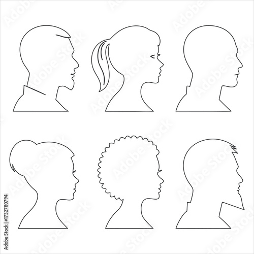 Diverse profiles heads faces