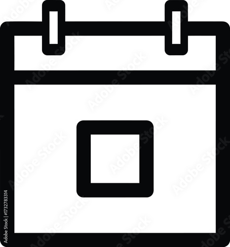 Simple black and white calendar icon, representing a date, schedule, or appointment.