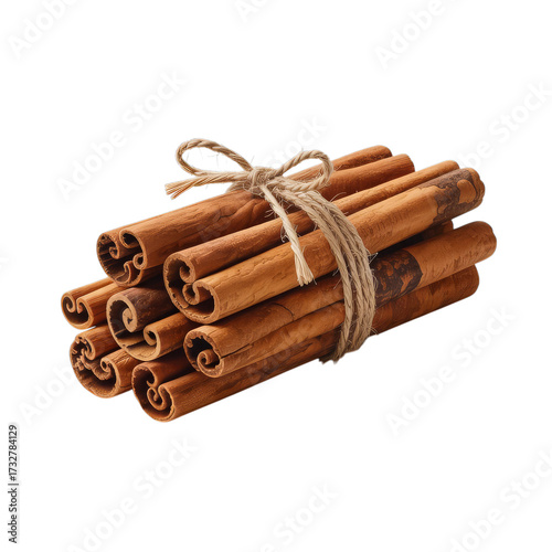 Bundled cinnamon sticks tied with twine spice baking