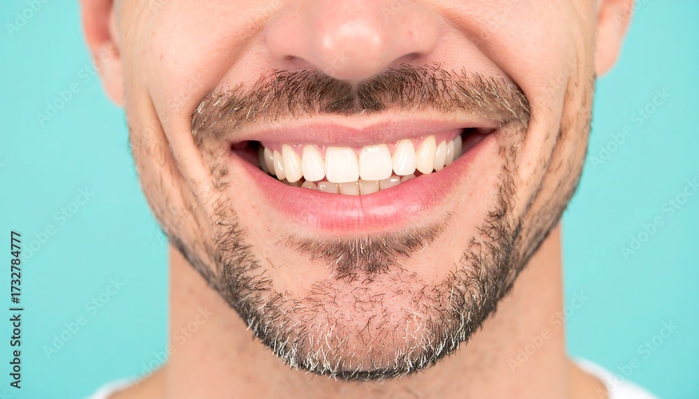 Obraz premium Close-up of a smiling man's mouth