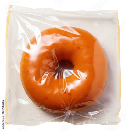 PNG Plastic wrapping over a donut bagel food