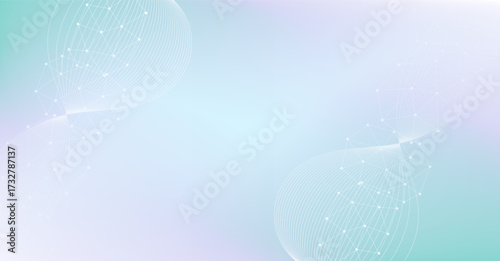 Futuristic technology network background with connecting dots and lines on soft gradient backdrop