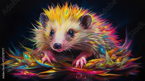Skunk neon oil paintings thick brushstrokes