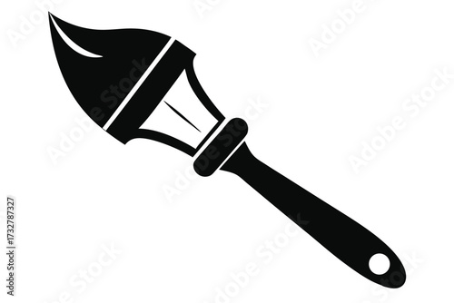Bold paintbrush icon features black bristles and a smooth, solid handle on a white background
