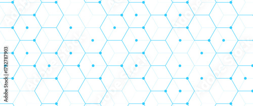 Vector digital hexagonal background geometric with lines and dots..