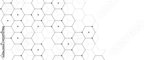 Vector digital hexagonal background geometric with lines and dots..