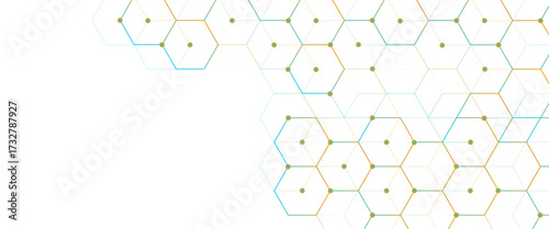 Vector digital hexagonal background geometric with lines and dots..