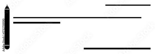 Black pen alongside aligned horizontal lines emphasizing communication, writing, and design. Ideal for education, creativity, minimalism, focus, organization productivity editorial work. Simple